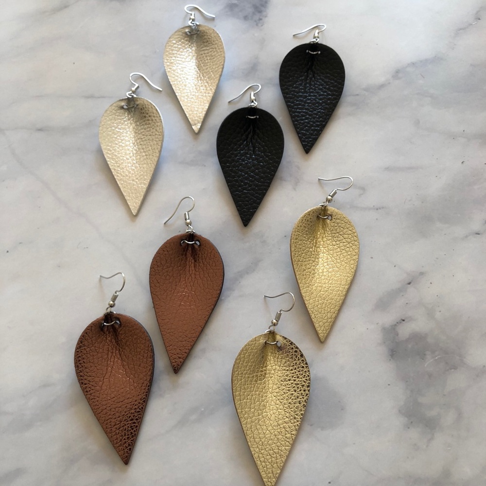 Metallic faux leather earrings